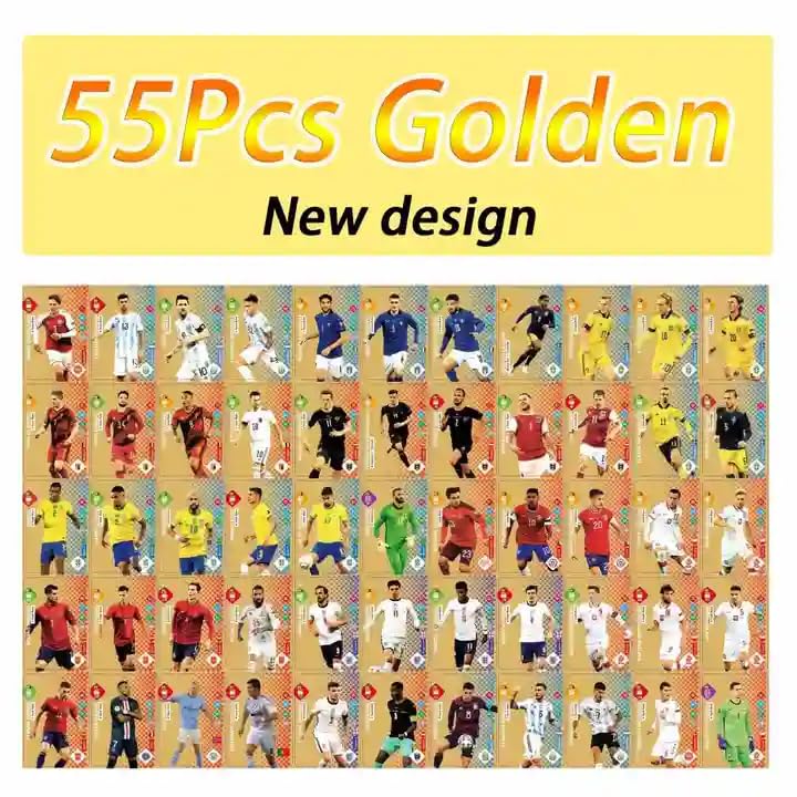 SALPITOYS World Football Soccer Star 55 Gold Trading Cards – Limited Edition Gold Foil Collectible Set for Kids & Fans