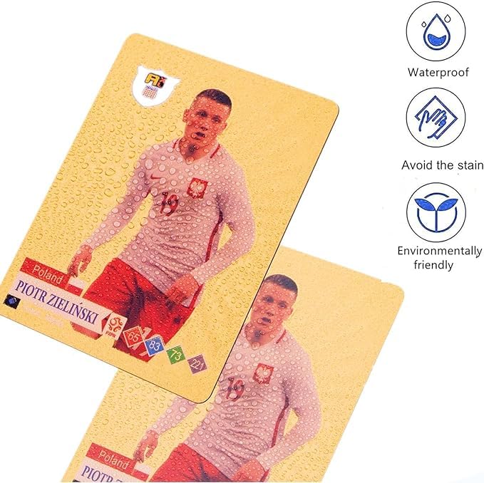 SALPITOYS World Football Soccer Star 55 Gold Trading Cards – Limited Edition Gold Foil Collectible Set for Kids & Fans
