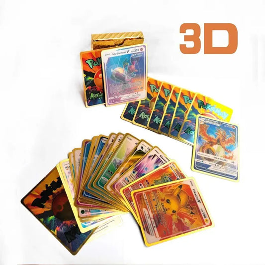 TOYTAL 27PCS Pokemon Cards New Look 3D View Playing Card For Kid's VMAX EX  (MULTICOLORS)