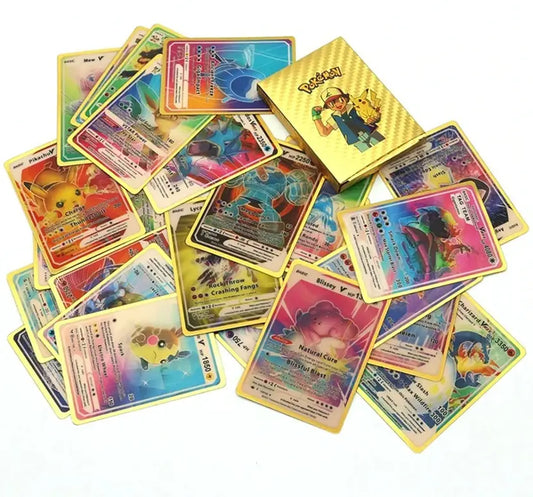 TOYTAL 55 PCS Pokemon Cards New Look 3D View Playing Card For Kid's VMAX EX  (MULTICOLORS)