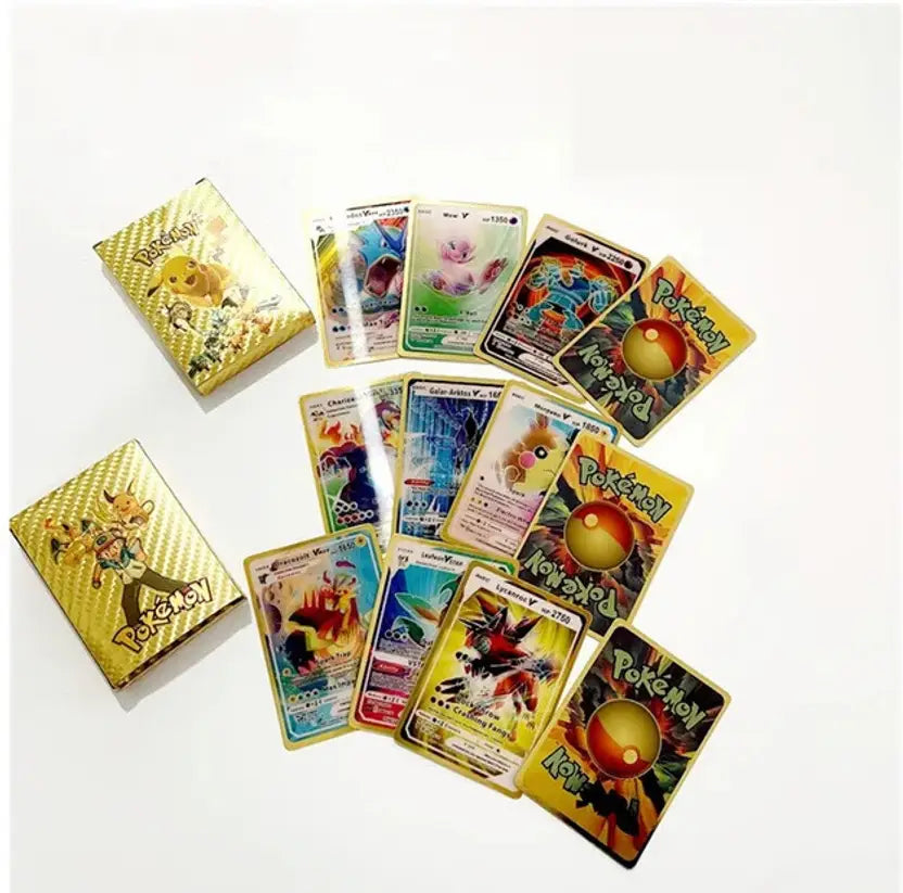 TOYTAL 55 PCS Pokemon Cards New Look 3D View Playing Card For Kid's VMAX EX  (MULTICOLORS)