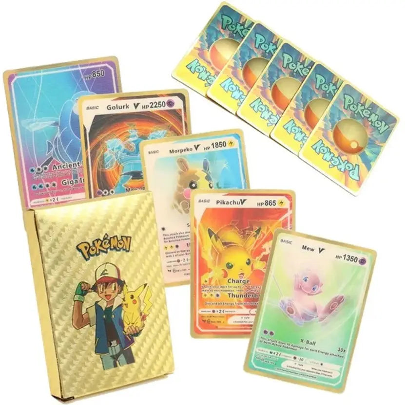 TOYTAL 55 PCS Pokemon Cards New Look 3D View Playing Card For Kid's VMAX EX  (MULTICOLORS)