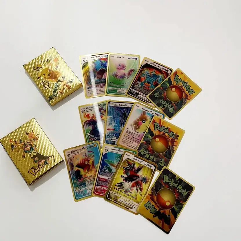 SALPITOYS 55 PCS Pokemon Cards New Look 3D View Playing Card For Kid's VMAX EX  (MULTI COLORS)
