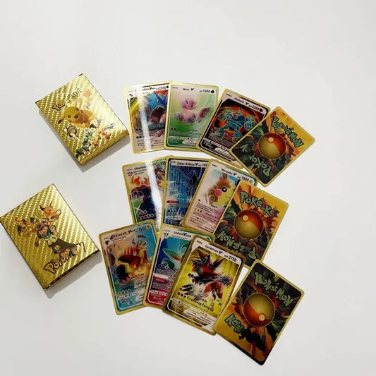 SALPITOYS 55 PCS Pokemon Cards New Look 3D View Playing Card For Kid's VMAX EX  (MULTI COLORS)