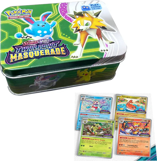SALPITOYS Poké-mon Scarlet & Violet—Twilight Masquerade 42 Cards tin box  (Multicolor)