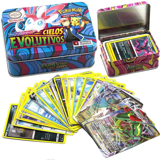 SALPITOYS POKEMON NEW SERIES cielos evolutivos- Sword and Shield TIN Box 42 CARDS  (MULTI COLORS)