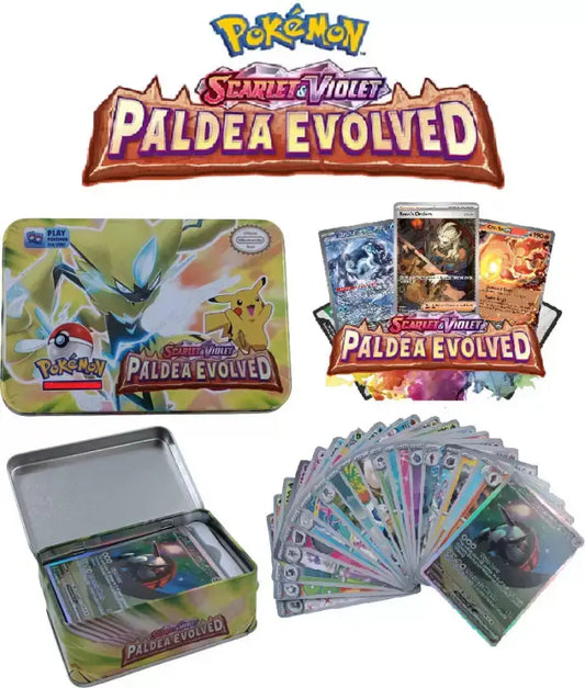 TOYTAL Scarlet & Violet – Paldea Pokémon Vmax EX 2023 Tin Box | 42 Premium Trading Cards for Kids & Collectors | Multicolor