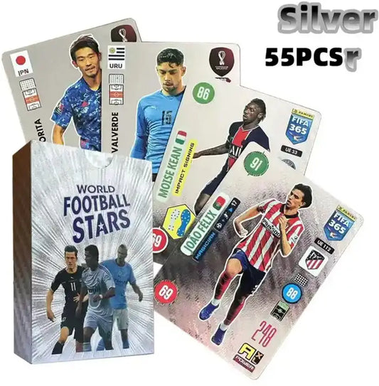SALPITOYS World Football Soccer Star 55 Silver Trading Cards – Premium Foil Collectible Cards for Kids & Fans