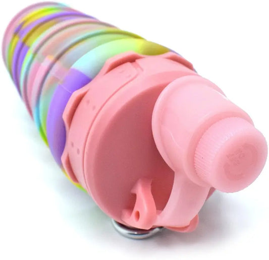 TUMAMA Collapsible Silicone Sipper Water Bottle With Snap Hook 500 ml Bottle 500 ml Bottle  (Pack of 1, Pink, Silicone)