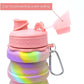 TUMAMA Collapsible Silicone Sipper Water Bottle With Snap Hook 500 ml Bottle 500 ml Bottle  (Pack of 1, Pink, Silicone)