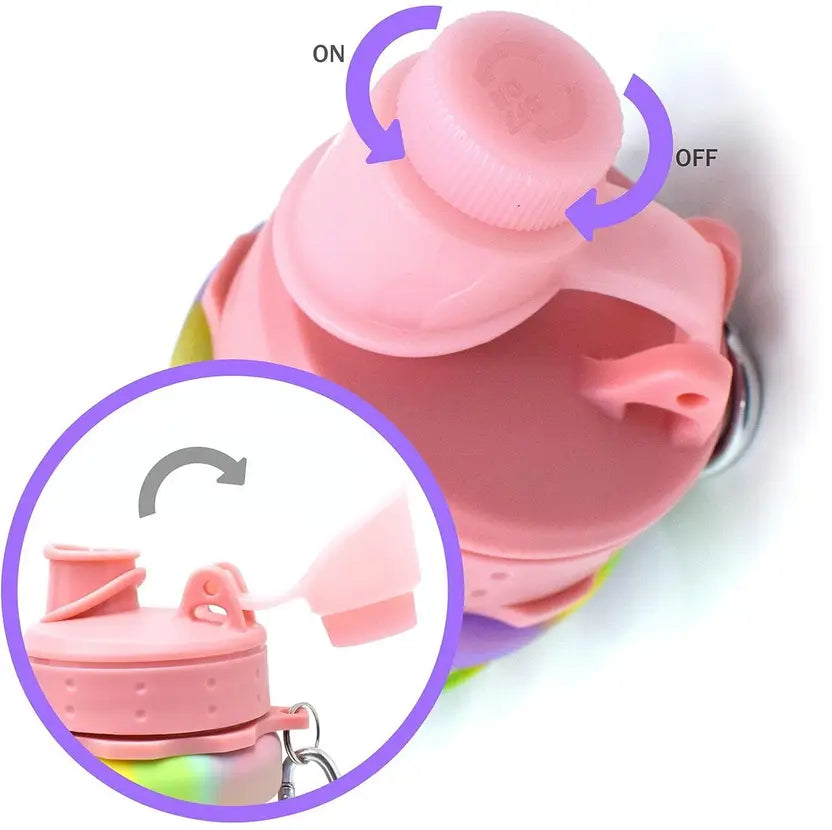TUMAMA Collapsible Silicone Sipper Water Bottle With Snap Hook 500 ml Bottle 500 ml Bottle  (Pack of 1, Pink, Silicone)