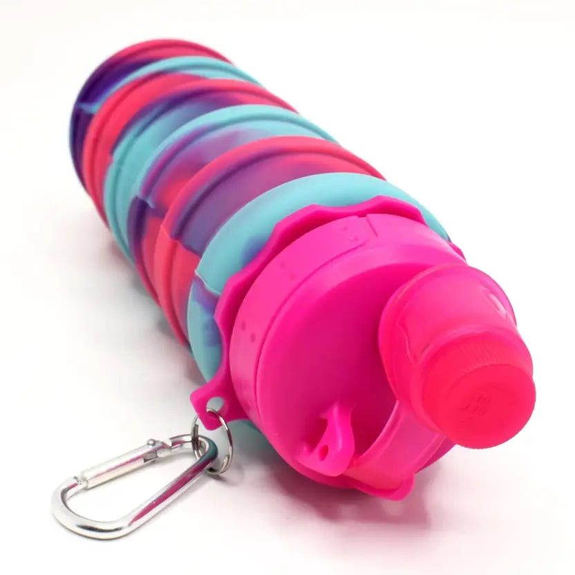 TUMAMA Expandable Silicone Sipper Water Bottle With Snap Hook 500 ml Bottle 500 ml Bottle  (Pack of 1, Maroon, Silicone)