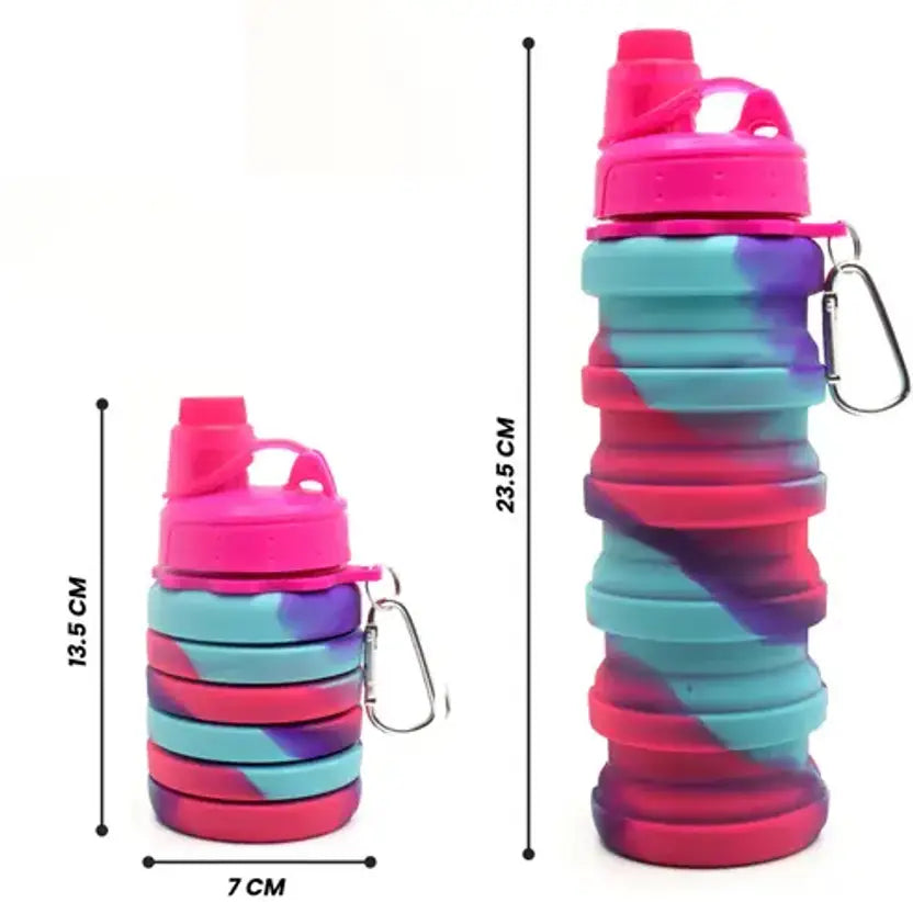 TUMAMA Expandable Silicone Sipper Water Bottle With Snap Hook 500 ml Bottle 500 ml Bottle  (Pack of 1, Maroon, Silicone)
