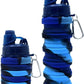 SALPITOYS Expandable Silicone Sipper Water Bottle With Snap Hook 500 ml Bottle 500 ml Bottle  (Pack of 1, Blue, Silicone)