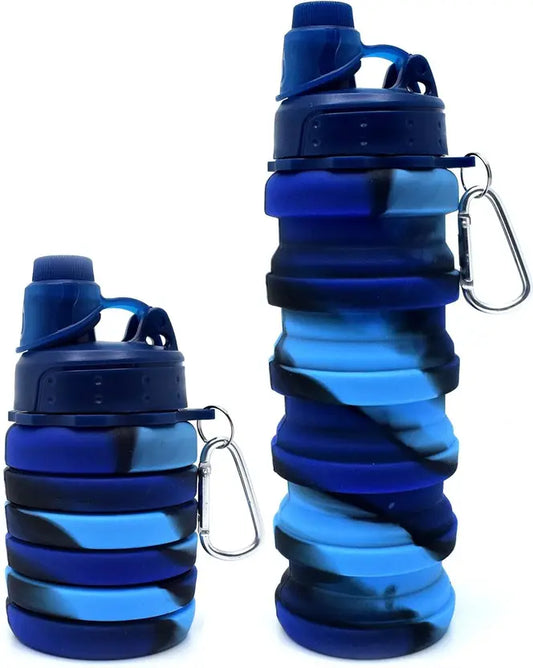 SALPITOYS Expandable Silicone Sipper Water Bottle With Snap Hook 500 ml Bottle 500 ml Bottle  (Pack of 1, Blue, Silicone)