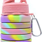 TUMAMA Collapsible Silicone Sipper Water Bottle With Snap Hook 500 ml Bottle 500 ml Bottle  (Pack of 1, Pink, Silicone)
