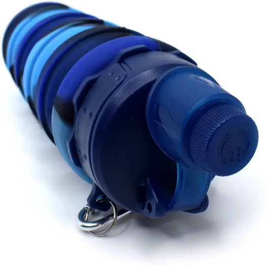SALPITOYS Expandable Silicone Sipper Water Bottle With Snap Hook 500 ml Bottle 500 ml Bottle  (Pack of 1, Blue, Silicone)