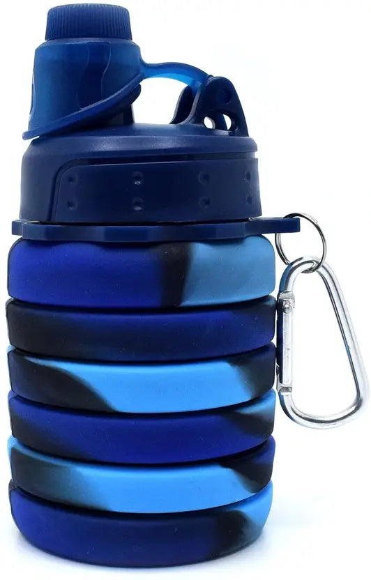 SALPITOYS Expandable Silicone Sipper Water Bottle With Snap Hook 500 ml Bottle 500 ml Bottle  (Pack of 1, Blue, Silicone)