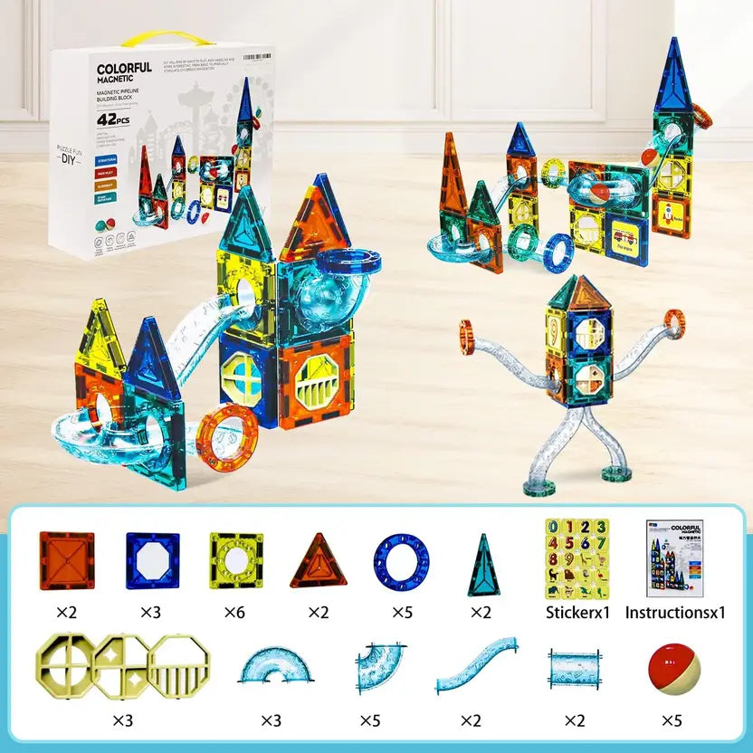 SALPITOYS Magnet Tiles Construction Set,42PCS STEM for Toddler Educational Building Toys  (Multicolor)