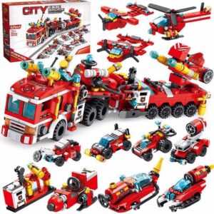 Building Block Toys for Kids – 25 in 1 Fire Truck Boat Helicopter Car